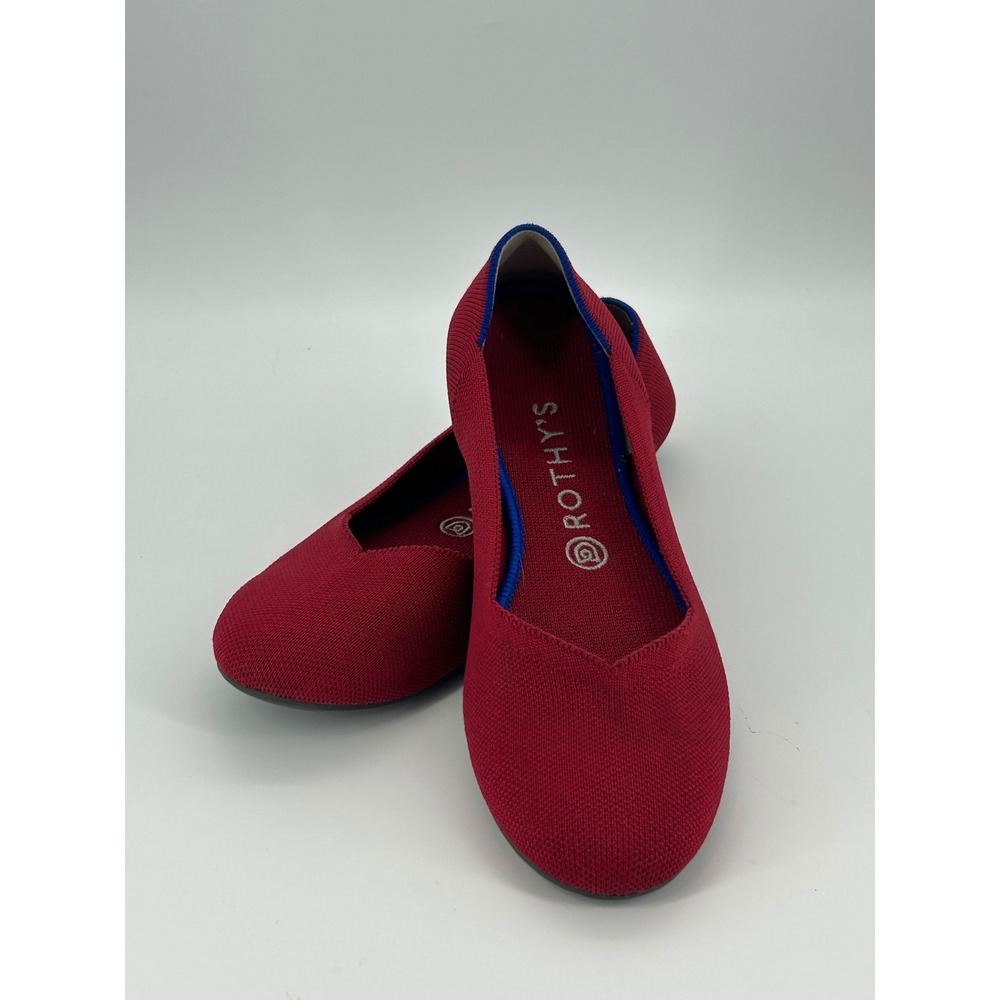 Rothy's The Flat Women's 9.5 Red Blue Trim Knit Ballet Flats Washable